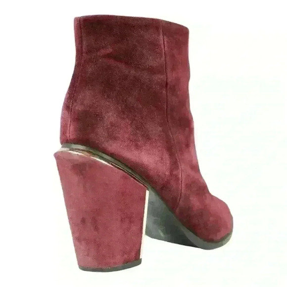 Aldo Burgundy Suede Ankle Boots Metallic Gold Chunky Heels  US 6.5 Date Night - Picture 10 of 16